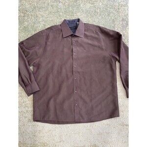 Jhane Barnes Woven in Japan Brown & Purple Shimmer Button Down Shirt Mens XL